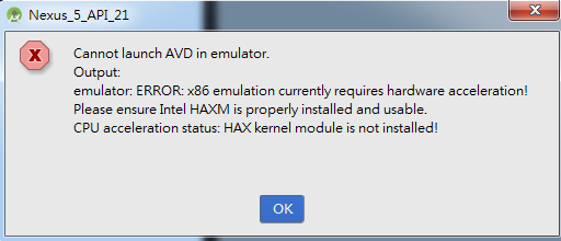 cannot launch avd i n emulator mac